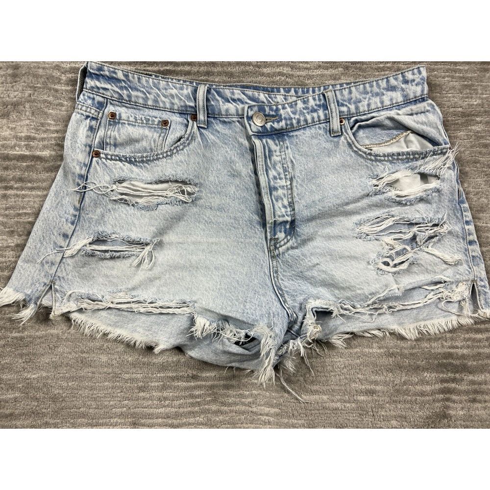Aeropostale Shorts Womens 12 Blue Destroyed Mom Short Cut Off Denim - Picture 3 of 11